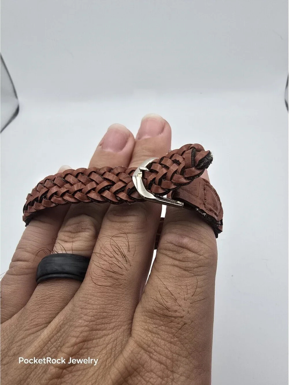 Generra Military Field Style Black Dial Date Braided Brown Leather Quartz Watch